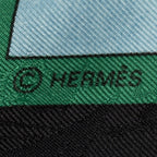 Hermes Scarf Light Blue Black Green Jacquard Silk — view 4