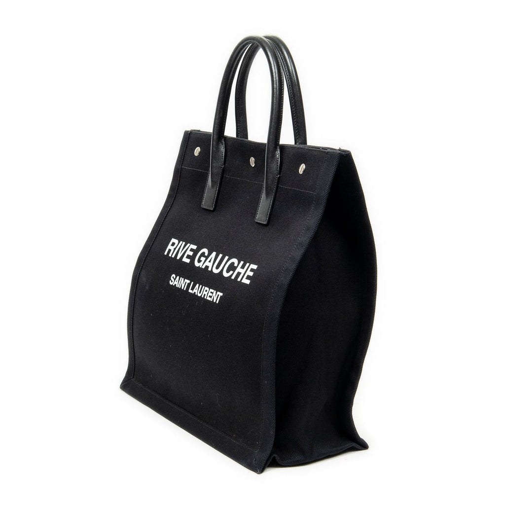 Saint Laurent Vertical Rive Gauche Tote Black Canvas — view 2