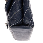 Chanel Karl Lagerfeld Collection Jumbo Single Flap Bag Navy Quilted Chevron — view 7