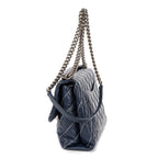Chanel Karl Lagerfeld Collection Jumbo Single Flap Bag Navy Quilted Chevron — view 3