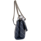 Chanel Karl Lagerfeld Collection Jumbo Single Flap Bag Navy Quilted Chevron — view 4