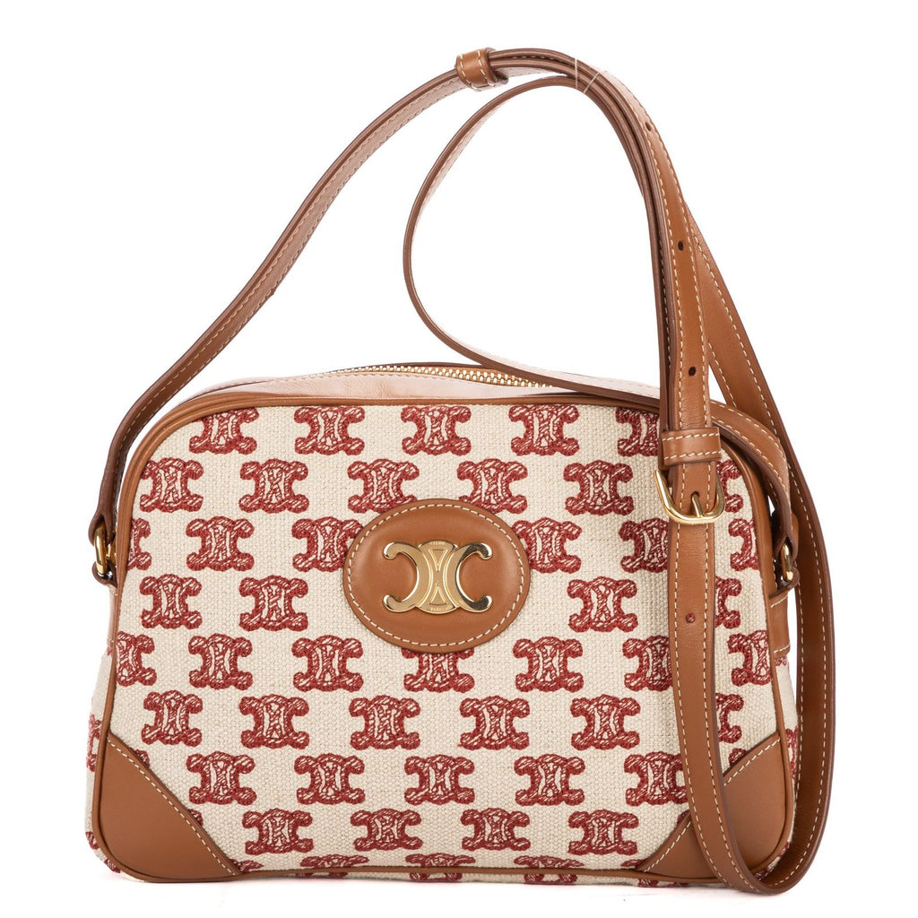 Celine Camera Bag Beige Red Canvas