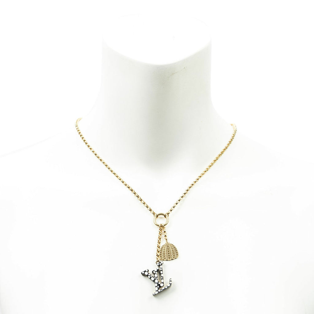 Louis Vuitton Collier Iconic Infinity Dot Necklace Black Gold Plated