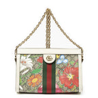 Gucci Small GG Ophidia Ivory Beige Floral Print Supreme Canvas Shoulder Bag