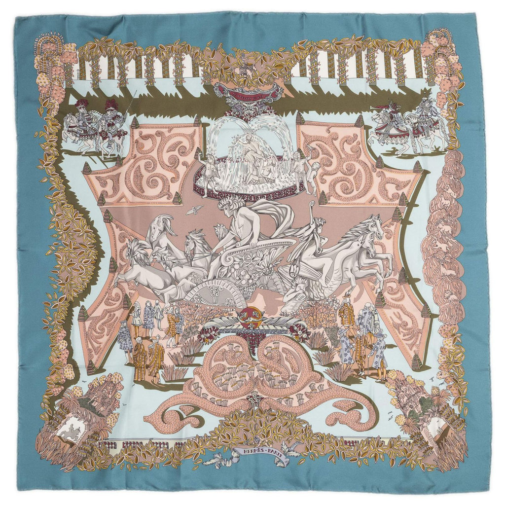 Hermes Scarf Teal Pink Light Bluetwill Silk — view 2