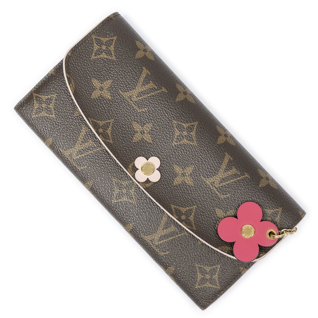 Louis Vuitton Flower Emilie Wallet Brown Pink Monogram Canvas