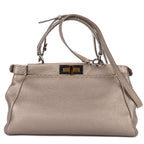 Fendi Medium Peekaboo Gray Selleria Leather Handbag