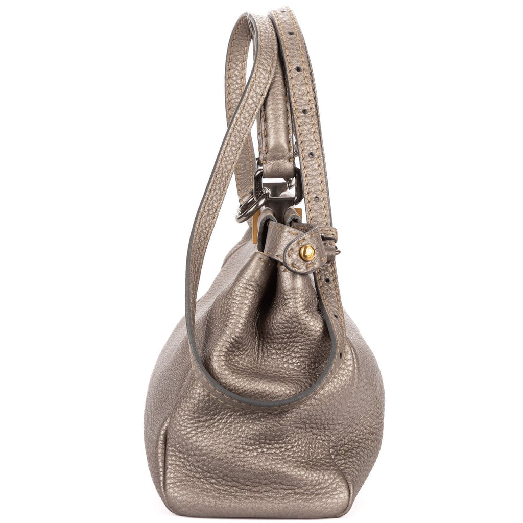 Fendi Medium Peekaboo Gray Selleria Leather Handbag — view 3