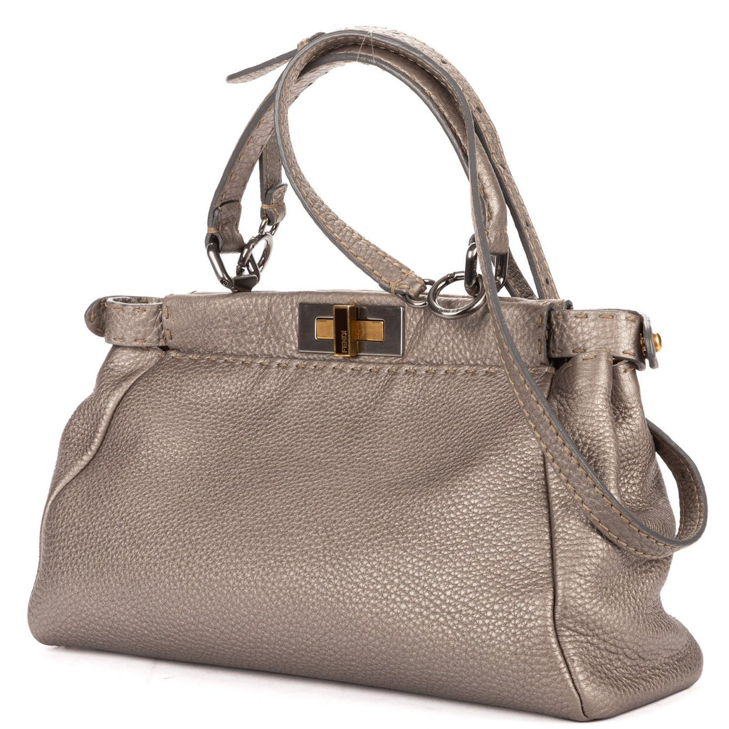 Fendi Medium Peekaboo Gray Selleria Leather Handbag — view 2