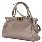 Fendi Medium Peekaboo Gray Selleria Leather Handbag — view 2