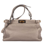 Fendi Medium Peekaboo Gray Selleria Leather Handbag — view 5