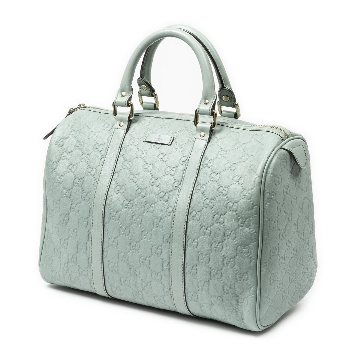 Gucci Medium Boston Light Blue Guccissima Handbag — view 2