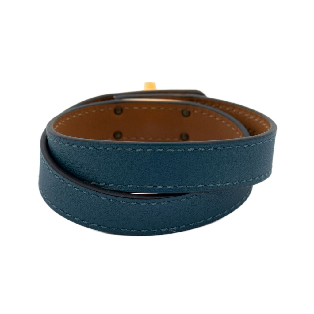 Hermes Kelly Double Tour Bracelet Teal Swift Leather — view 2