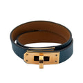 Hermes Kelly Double Tour Bracelet Teal Swift Leather