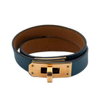Hermes Kelly Double Tour Bracelet Teal Swift Leather