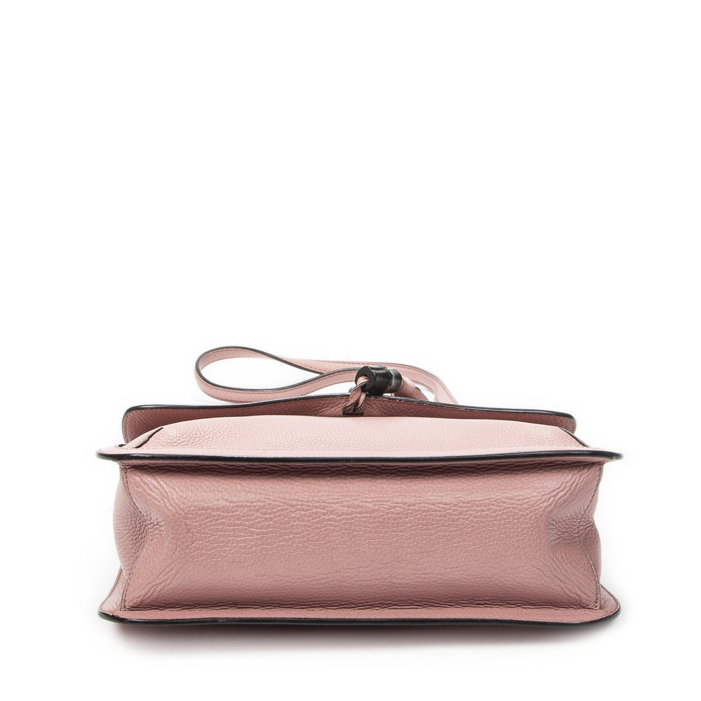 Gucci Medium Bamboo Daily Flap Bag Pink Grain Calfskin Leather — view 6