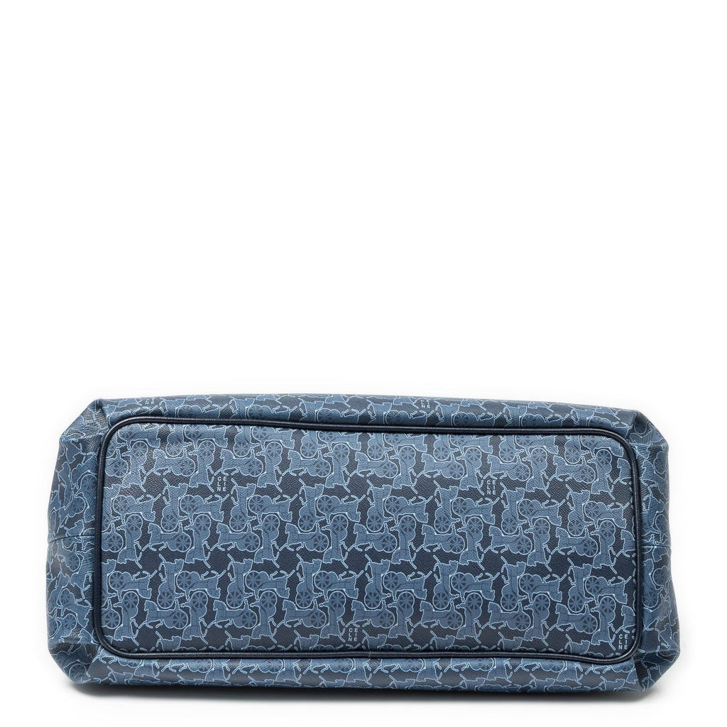 Celine Horizontal Sulky Zip Tote Navy Carriage Print Canvas — view 6