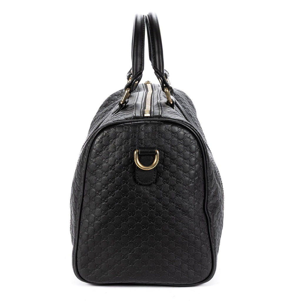 Gucci Medium Boston Black Micro Guccissima Leather Shoulder Bag — view 3