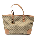 Gucci Heartbit Open Tote Light Orange Beige GG Canvas
