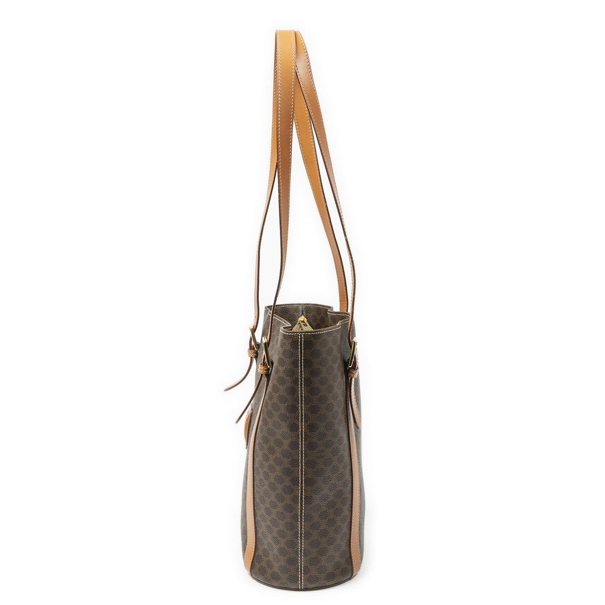Celine Vintage Bucket Tote Brown Tan Macadam Canvas — view 3