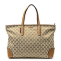 Gucci Large Web Horizon Tal Tote Tan Beige GG Canvas