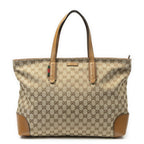 Gucci Large Web Horizon Tal Tote Tan Beige GG Canvas