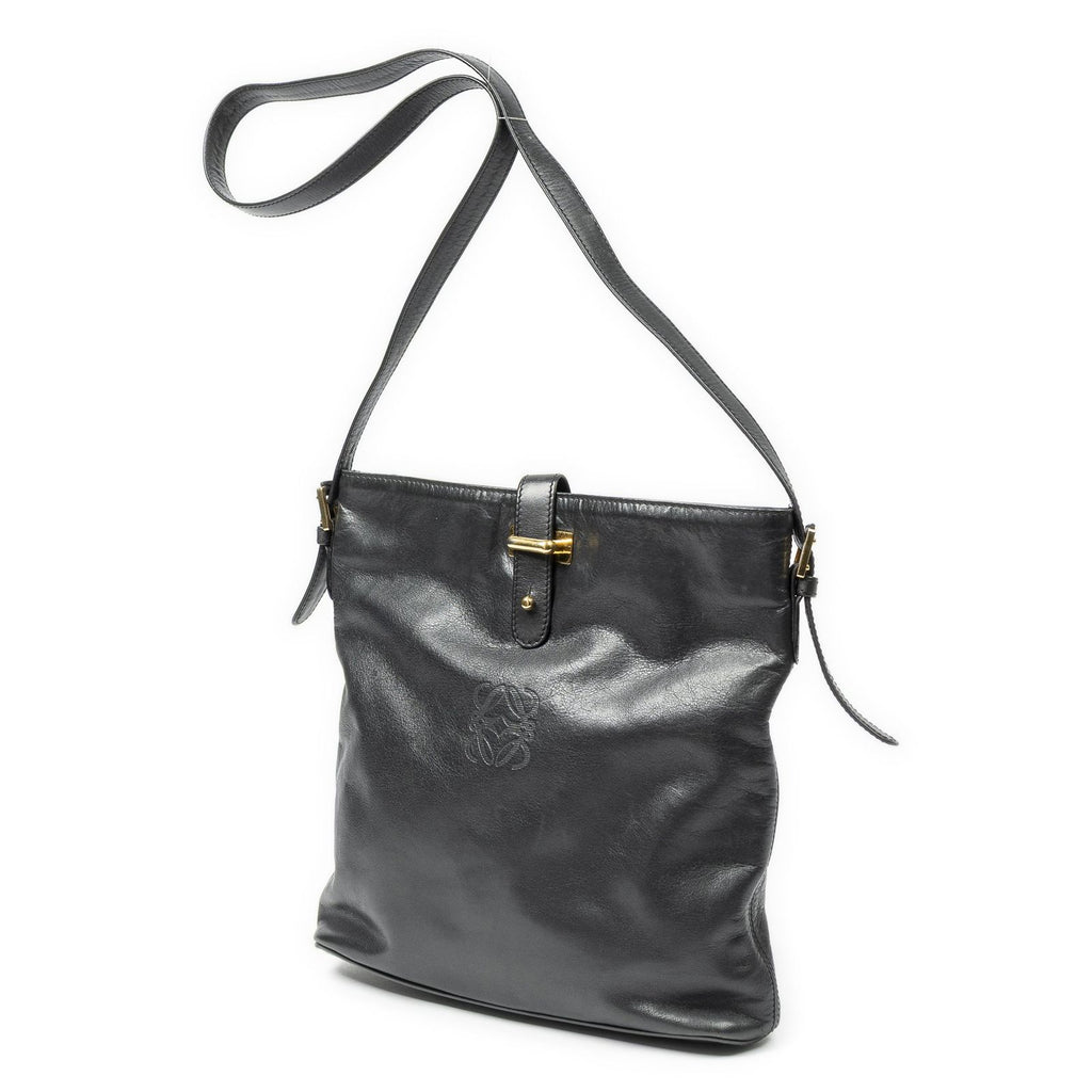 Loewe Vintage Flap Bag Crossbody Black Calfskin Leather — view 2