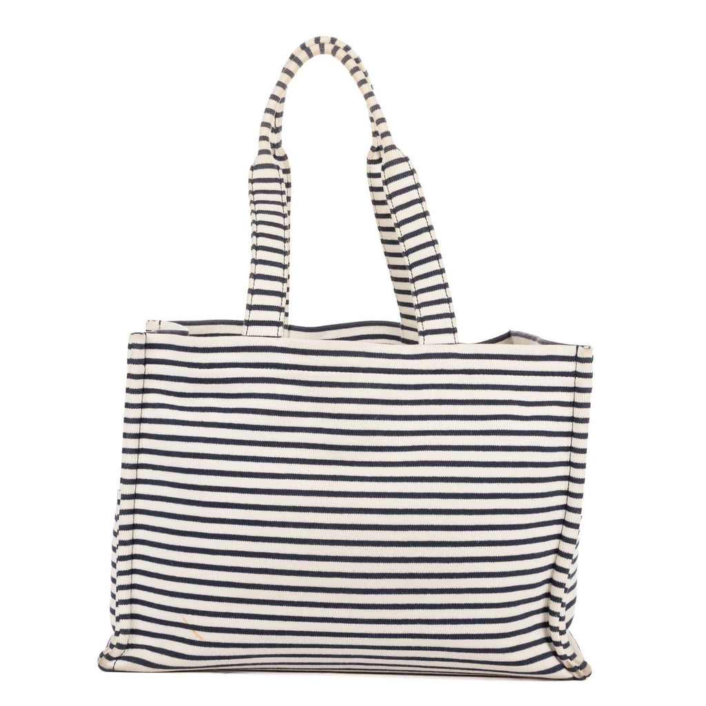 Celine Cabas Thais Tote White Blue Striped Canvas — view 5