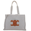 Celine Cabas Thais Tote White Blue Striped Canvas