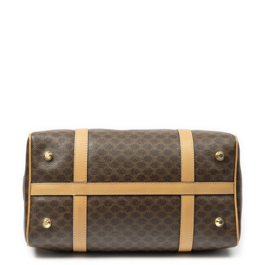 Celine Vintage Small Boston Brown Beige Macadam Canvas Handbag — view 6