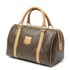 Celine Vintage Small Boston Brown Beige Macadam Canvas Handbag — view 2
