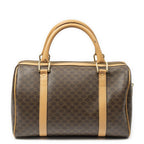 Celine Vintage Small Boston Brown Beige Macadam Canvas Handbag — view 5