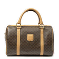 Celine Vintage Small Boston Brown Beige Macadam Canvas Handbag