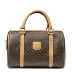 Celine Vintage Small Boston Brown Beige Macadam Canvas Handbag