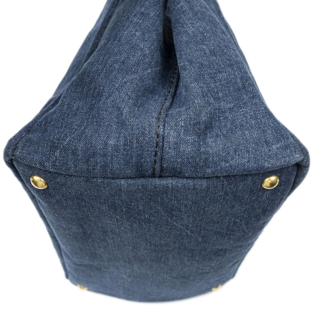 Prada Medium Canapa Tote Blue Denim Canvas — view 7