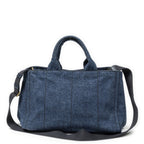 Prada Medium Canapa Tote Blue Denim Canvas — view 5