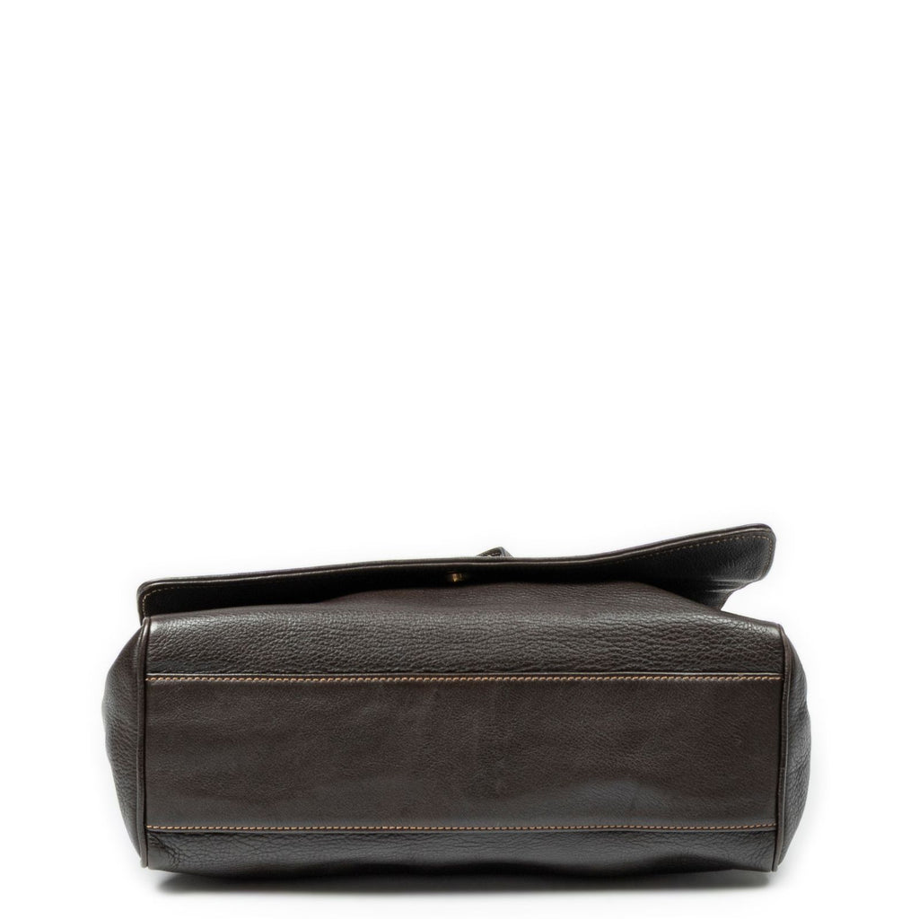 Loewe Flap Bag Messenger Dark Brown Grain Calfskin Leather — view 6