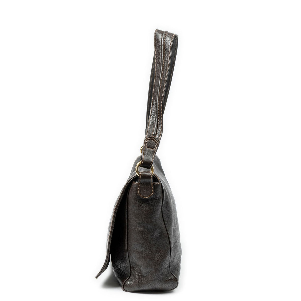 Loewe Flap Bag Messenger Dark Brown Grain Calfskin Leather — view 3