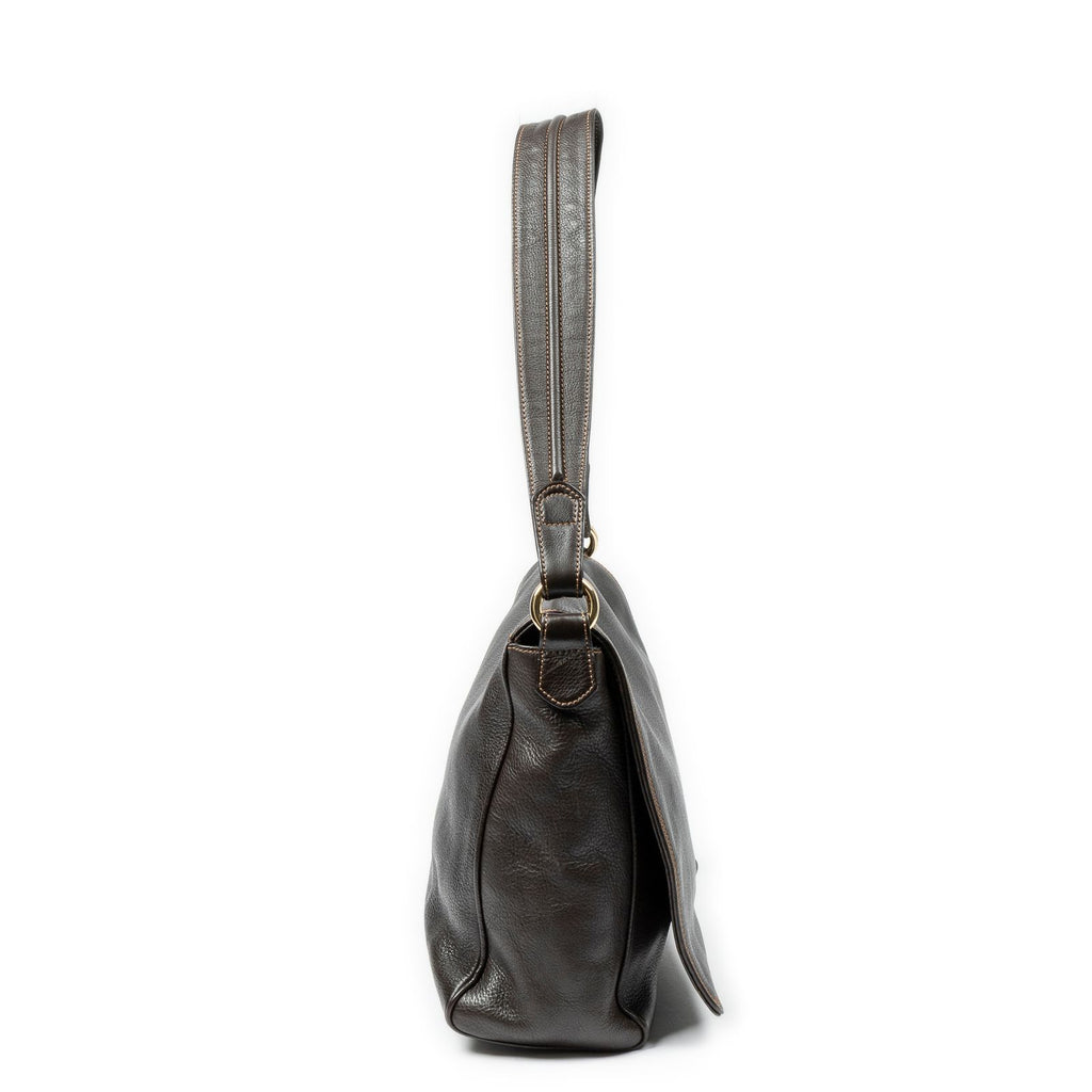 Loewe Flap Bag Messenger Dark Brown Grain Calfskin Leather — view 4