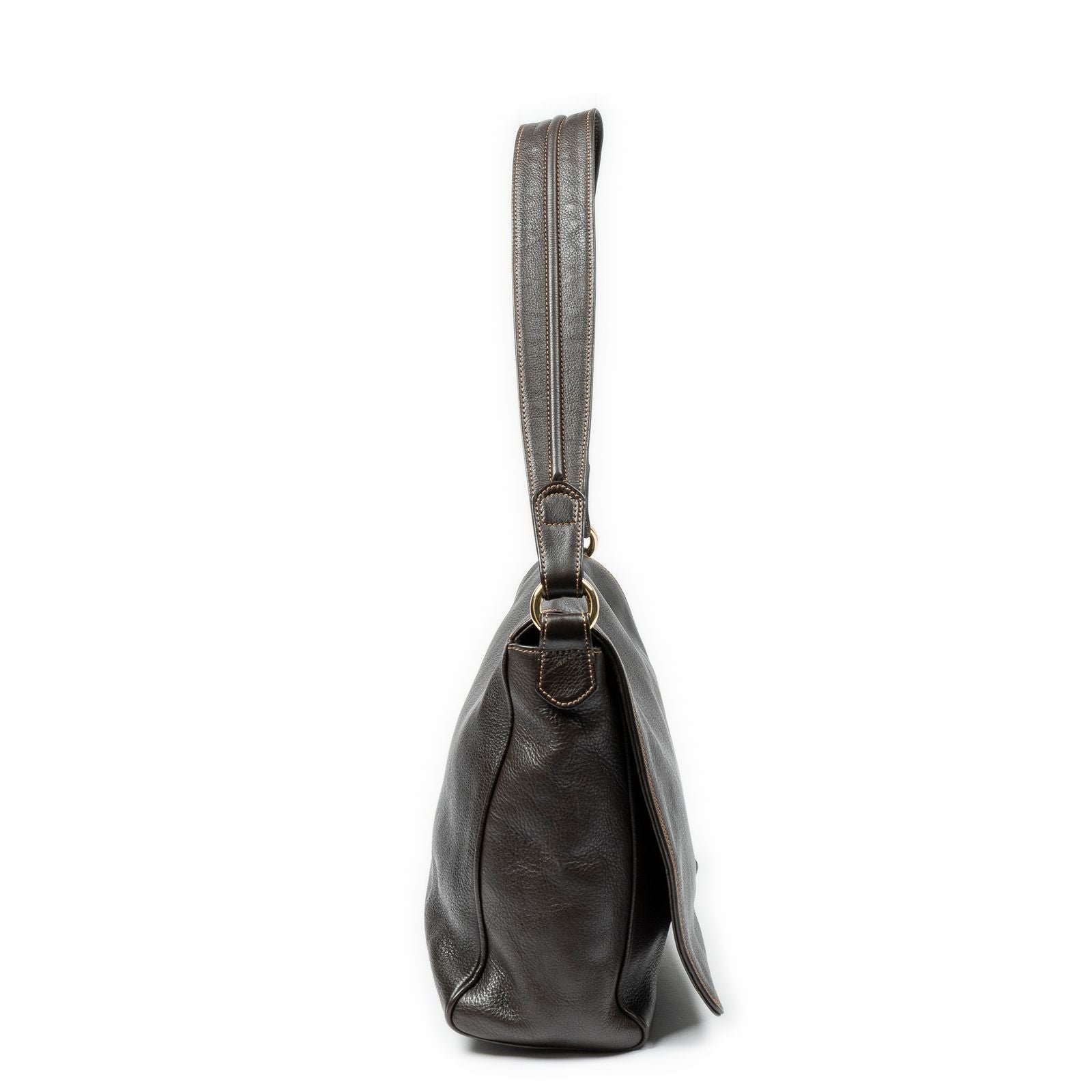 Loewe Flap Bag Messenger Dark Brown Grain Calfskin Leather — view 4