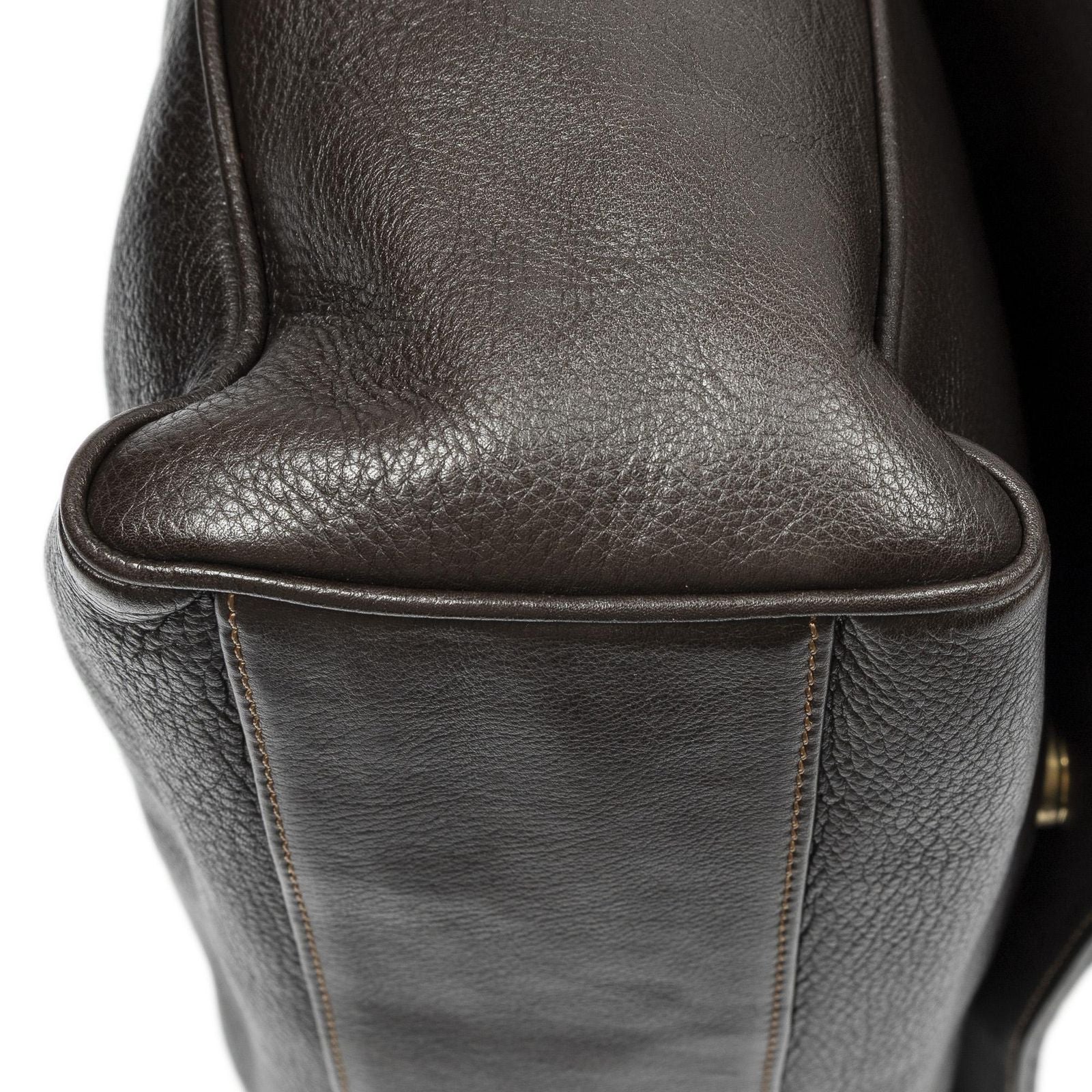 Loewe Flap Bag Messenger Dark Brown Grain Calfskin Leather — view 8