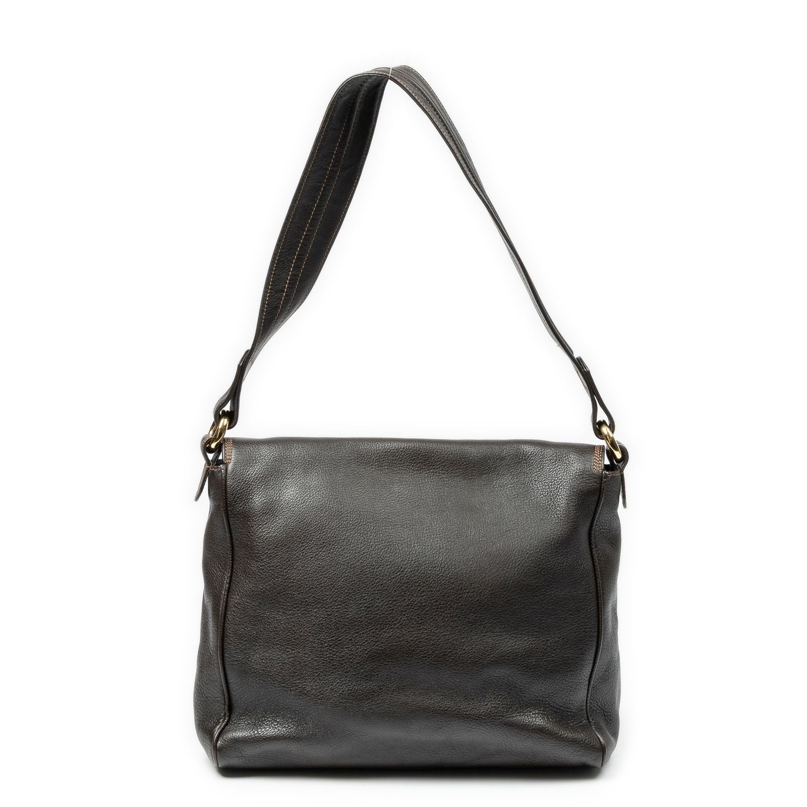 Loewe Flap Bag Messenger Dark Brown Grain Calfskin Leather — view 5