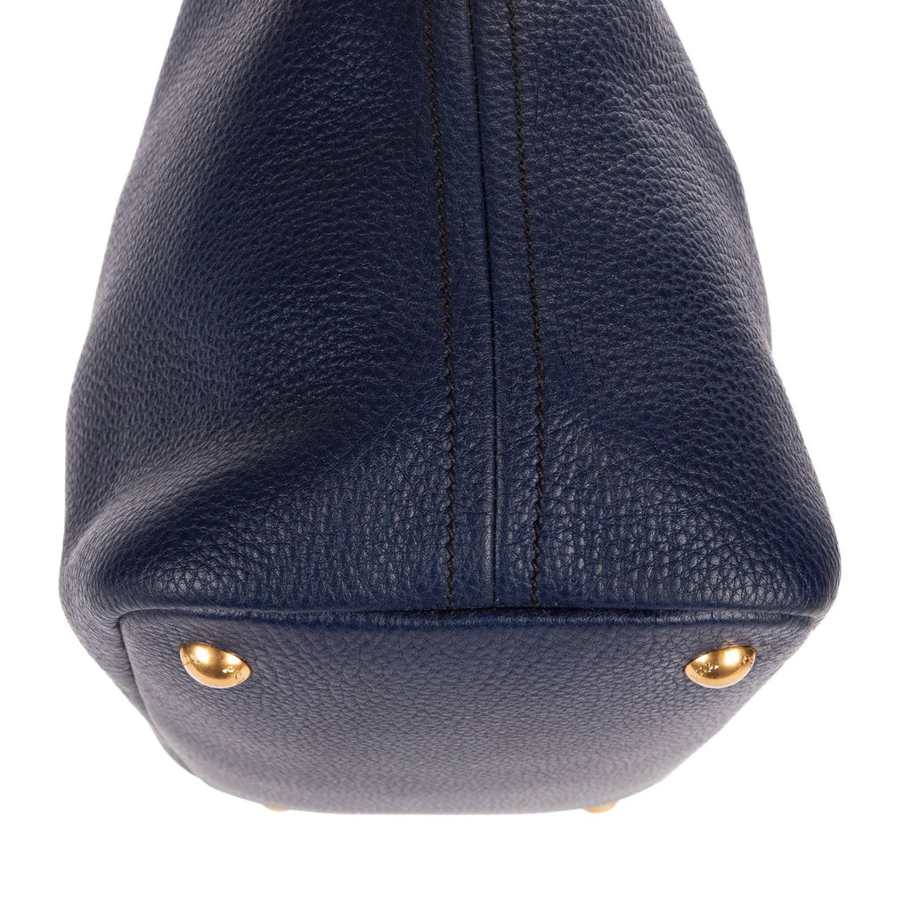 Prada Foldover Flap Bag Crossbody Navy Vitello Daino — view 7