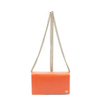 Gucci Betty Chain Wallet Orange Grain Calfskin Leather Shoulder Bag