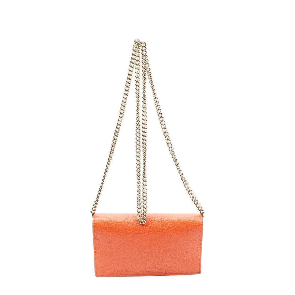 Gucci Betty Chain Wallet Orange Grain Calfskin Leather Shoulder Bag — view 5