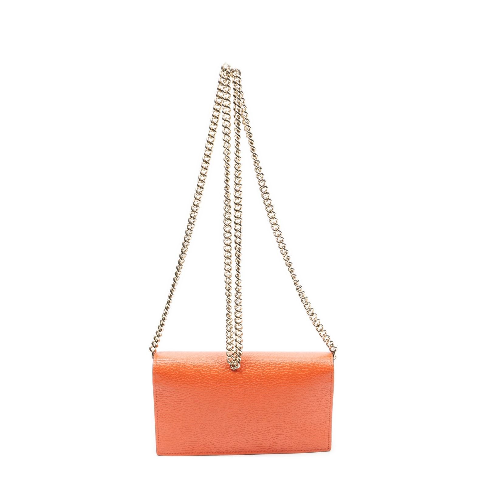 Gucci Betty Chain Wallet Orange Grain Calfskin Leather Shoulder Bag — view 5
