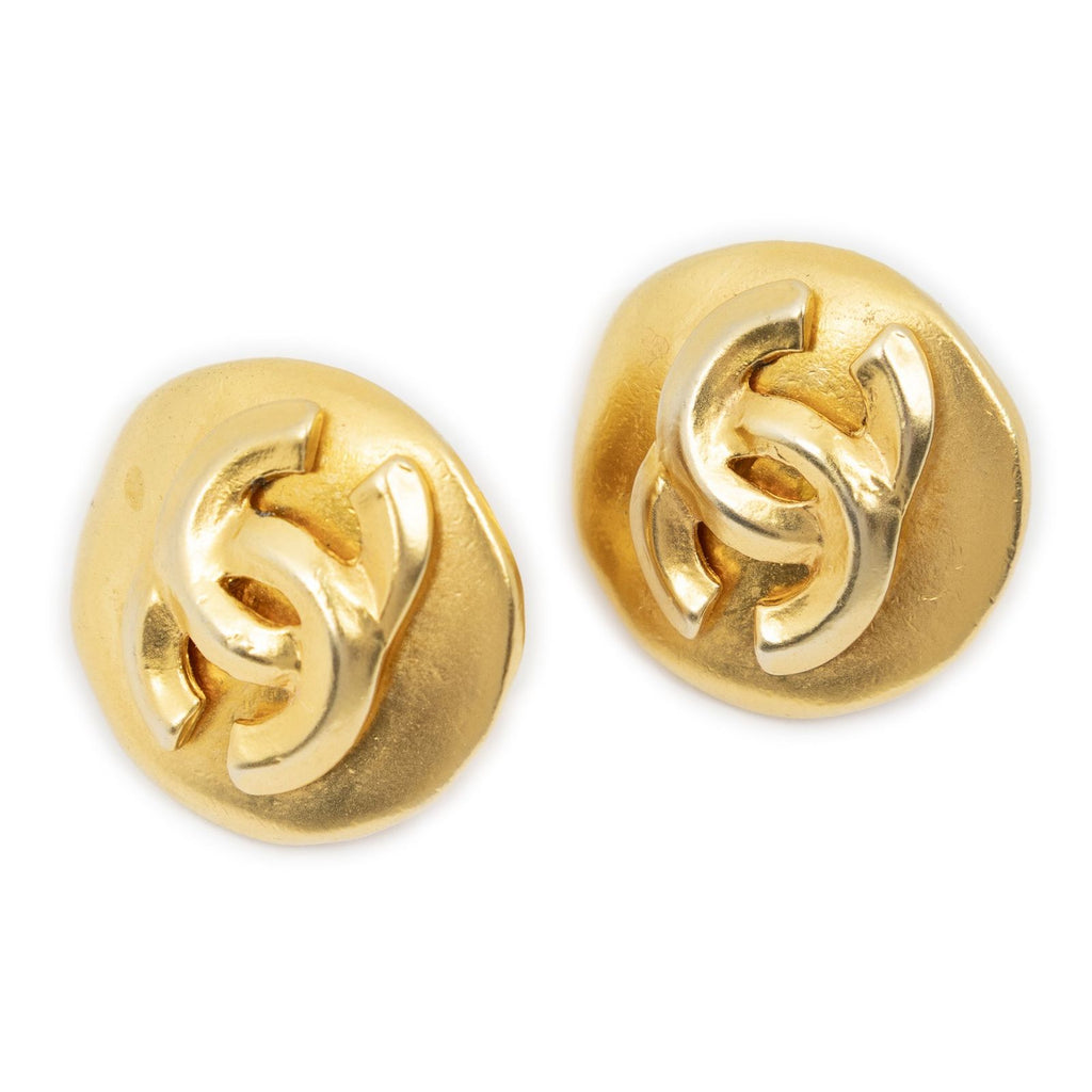 Chanel Small CC Round Clip on Earrings Gold Plated