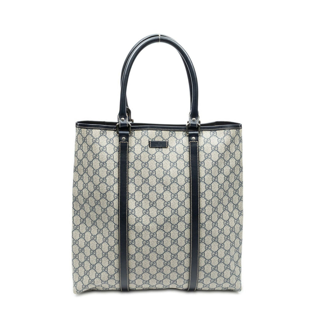 Gucci Vertical Tote Navy Beige Supreme Canvas