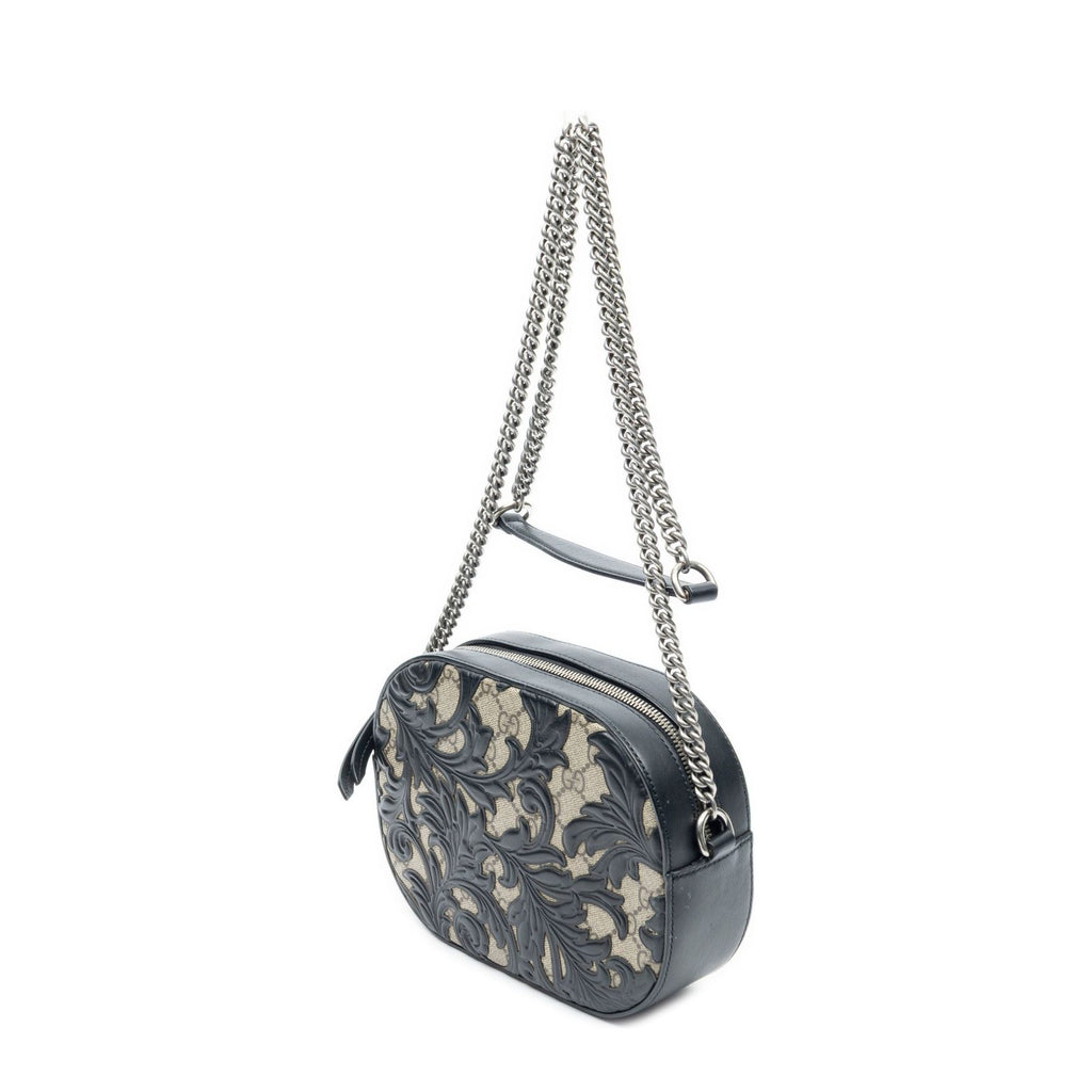 Gucci Mini Arabesque Chain Crossbody Black Beige Supreme Canvas — view 2