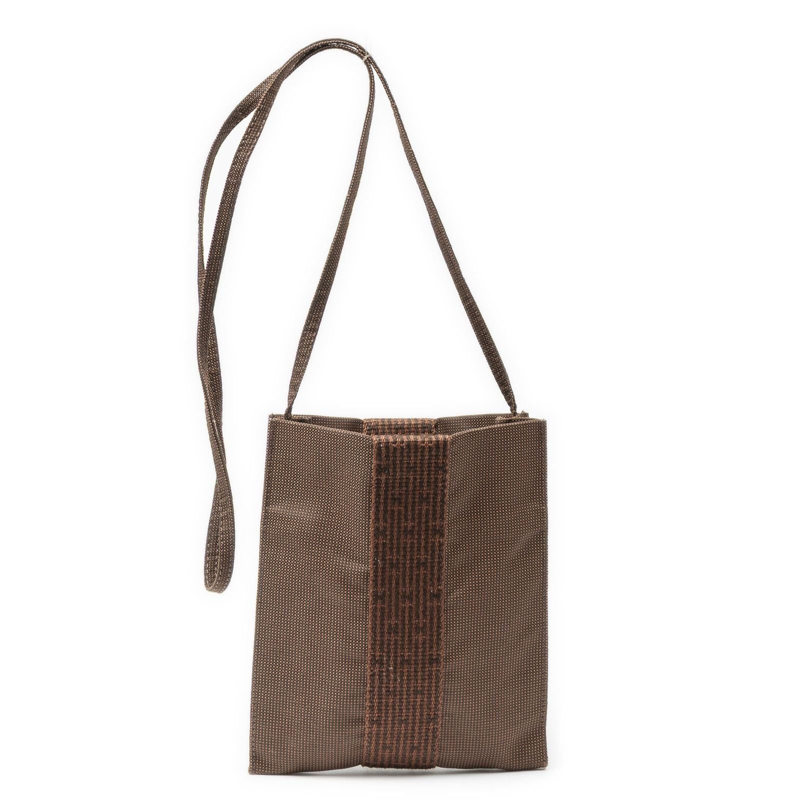 Hermes Line Pochette Brown Toile Shoulder Bag